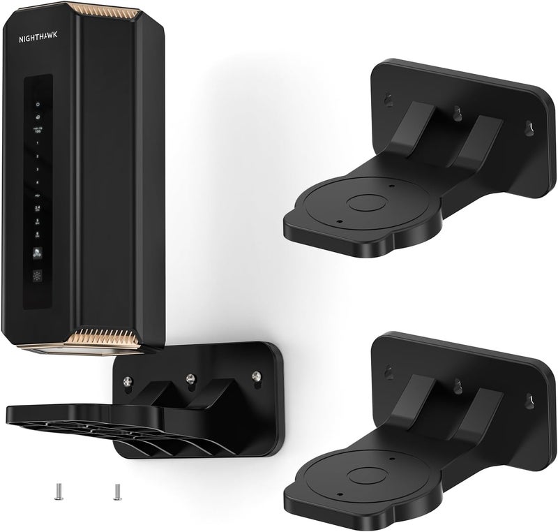 EDUP Nighthawk WiFi 7 Router Wall Mount Kit for Net Gear Nighthawk RS200, RS280S,RS300, RS500, RS600, RS700S and WiFi 7 Mesh Orbi 370,970,770,870, 360 Series -(Black, 2 Pack) - Image 1